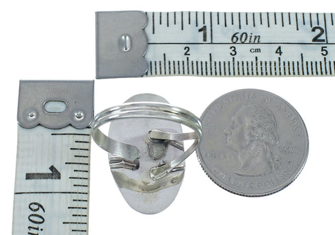 Genuine Sterling Silver Navajo Adjustable Multicolor Inlay Ring Size 9, 10, 11 NN20585